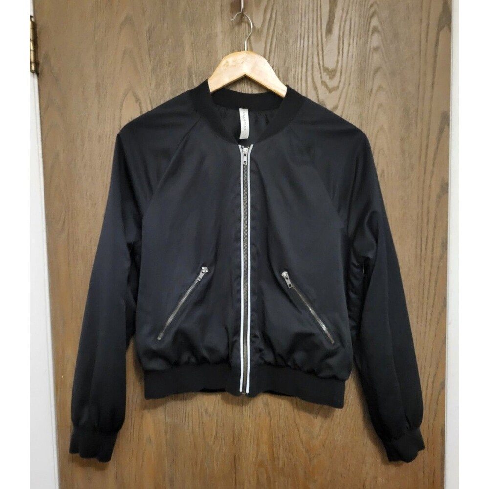 Fabletics Womens Black Wind Breaker Bomber Jacket Size Medium